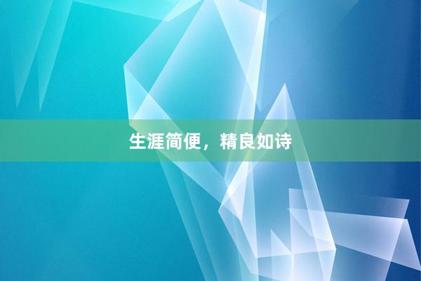 生涯简便，精良如诗